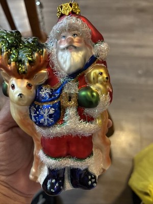 2- Christopher Radko Glass Blown Ornamemts A Woodland Walk & Midnight Magic