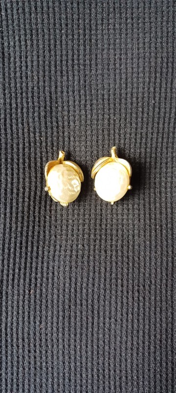 Vintage SARAH COV Gold Tone & Faux Pearl Clip On Fruit Themed Costume Earrings