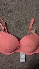 28E  NEON CORAL AVRIL  BOUX AVENUE UNDERWIRED PLUNGE  BRA  BNWOT