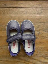 Cienta toddler girl Glitter Mary Jane Shoes Purple Silver size 21 size 5 US