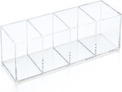 epluv Clear Acrylic 4-partment Organizer Box, Small   Handcrafted,