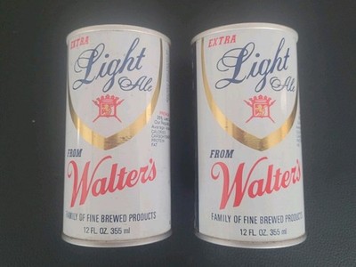 2 Extra Light Walters Ale Empty Unopened Steel Beer Cans Eau Claire WI Vintage