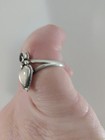 ​Vintage 925 Sterling Silver Mother of Pearl Heart Black Onyx Feather Ring Sz 5 — photo 10