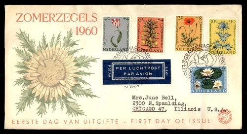 Mayfairstamps Netherlands FDC 1960 Flowers Combo Sunflower Zomerzegels First Day