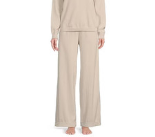NWT Barefoot Dreams Womens L Wide Leg Pants Lounge Sand Dune 100 Cotton