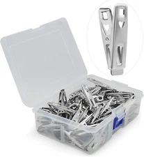  60 PCS Strong Stainless Steel Clothes Pins Metal Laundry Pegs with Storage   