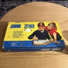 Vintage Jr Zither Lap Harp 1950s Made In Italy W/Box Extra Strings 