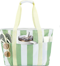 Mesh Beach Bag for Women, Large Beach Toy Pool Bag with Zipper Pocket, SandProof
