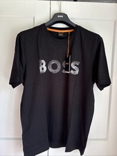 Image of HUGO BOSS MENS TE-BOSSOCEAN LOGO STRETCH REG FIT T-SHIRT BLACK  3XL BNWT RRP £89
