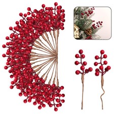 DCQGCD 50-Pack Christmas Tree Decorations 6.5" Red Berry Stems 6.5 Inch,