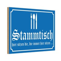 Holzschild 20X30 Cm Stammtisch Hier Sitzen Blau Dekoration Deko Geschenk Holz Sc