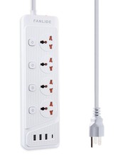 Universal Power Strip with USB C, 6.5ft Long Power Cord, 4 Outlets Power Stri...