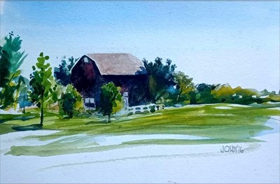 Original Watercolor, US pole barn study. signed by John Charles Thompson. 2016