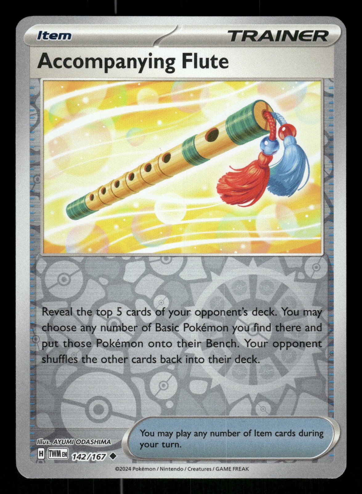 Accompanying Flute 142/167 Reverse Holo Pokemon SV06: Twilight Masquerade