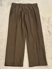 Perry Ellis Portfolio Dress Pants Mens 38x34 Brown Poly Blend Cuffed Pleated