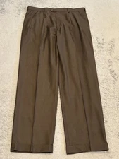 Perry Ellis Portfolio Dress Pants Mens 38x34 Brown Poly Blend Cuffed Pleated