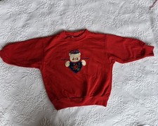 Vintage 90s Oshkosh B'Gosh Red Sweatshirt Spellout Logo Teddy Bear Flow 2t