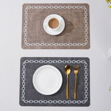 Image of 2 Heat Resistant Leather Table Mats 18x12 Inch for Home and Restaurant Use