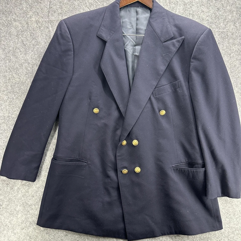 Blazer Polo Ralph Lauren Vintage Para Hombre 44L Lana Dorado Botón Años 90 Doble Pecho Foto 3 de 4