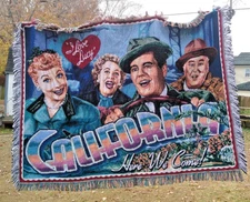 Vintage I Love Lucy Woven Throw Blanket Fringe The Northwest Company 44X57