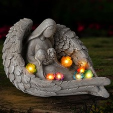 Solar Garden Decor - Memorial for Loss of Dog with Angel Statue, Solar Powere...
