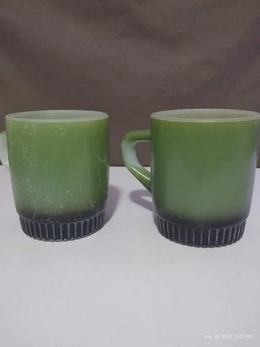 (2) Vintage; Early Production (Thin Anchor Logo - 1937 to 1976) Fire King Mugs