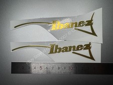 2Pcs For Ibanez V Electric Guitars Bass Headstock Neck Metal Sticker Chrome Gold