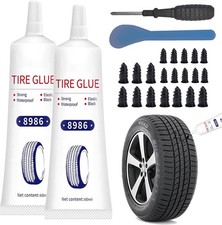 Tire Repair Glue Rubber Patch Sidewall Kit Plug Cement 24PCS Nail Side Bonding