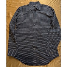 Banana Republic Men  s Non-Iron Slim Fit Dress Shirt M 15-15.5 33/34 Navy Micro