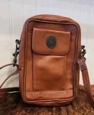 Leather Crossbody Organizer Travel Bag Adjustable Strap Several Card Slots
