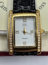 CAMROSE & KROSS JBK WATCH WOMENS GOLD TONE CRYSTAL QUARTZ RECTANGULAR JAPAN BOX