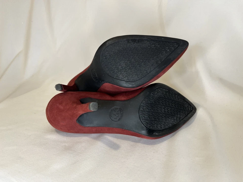 MICHAEL KORS Granate Rojo Gamuza Cuero Tacón de Aguja Punta Mujer 6 Foto 3 de 4