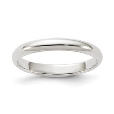 Sterling Silver Half Round Domed Wedding Band 3mm Solid