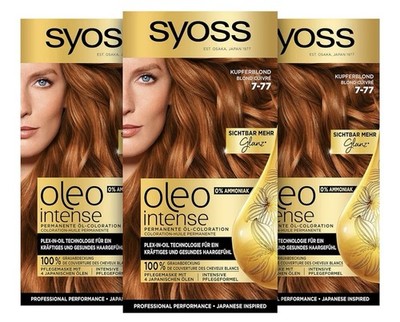 syoss oleo intense Haarfarbe Kupfer Blond 7-77 3 Packungen 777 permanent Oil