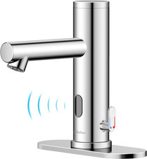 Touchless Bathroom Sink Faucet with Deck Plate Infrared Sensor Battery Powered