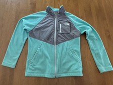 The North Face Girls Green/Gray Fleece Jacket Full Zip Lightweight Jacket Large