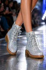 Wonder Sparkling Rhinestone Combat Ankle Boots Metallic Silver Multicolor Stones