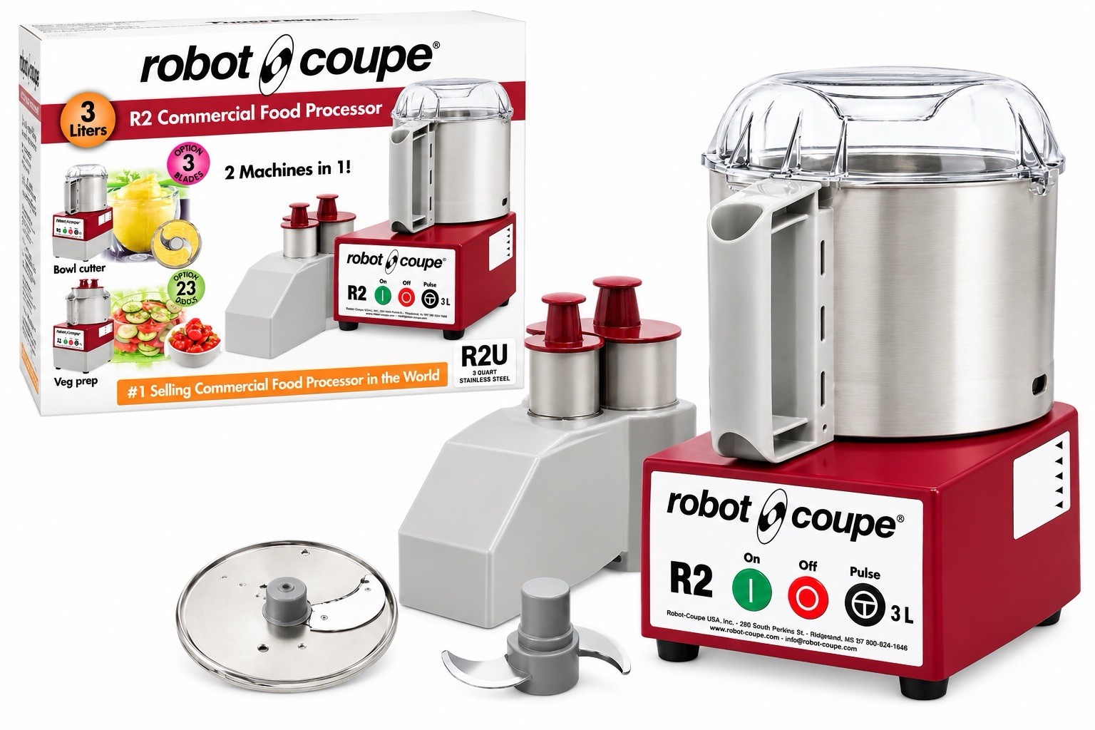Robot Coupe R2U Combination Food Processor 3L 2 Speed Stainless Steel Bowl