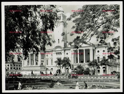 1950s SINGAPUR Victoria Theatre Concert Hall Clock Tower Colonial Landmark Vintage 