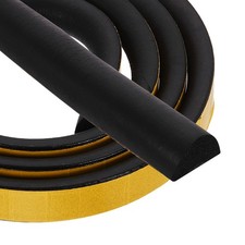 6.6FT Solid Rubber Weather Stripping, Self Adhesive EPDM Seal Strip, Black