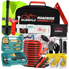 Emergency Car Kit with Jumper Cables & Snow Shovel, Winter Roadside Assistance 