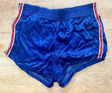 1940s Red, White Blue Rawlings Satin Basketball Track Gym Shorts Sz Medium