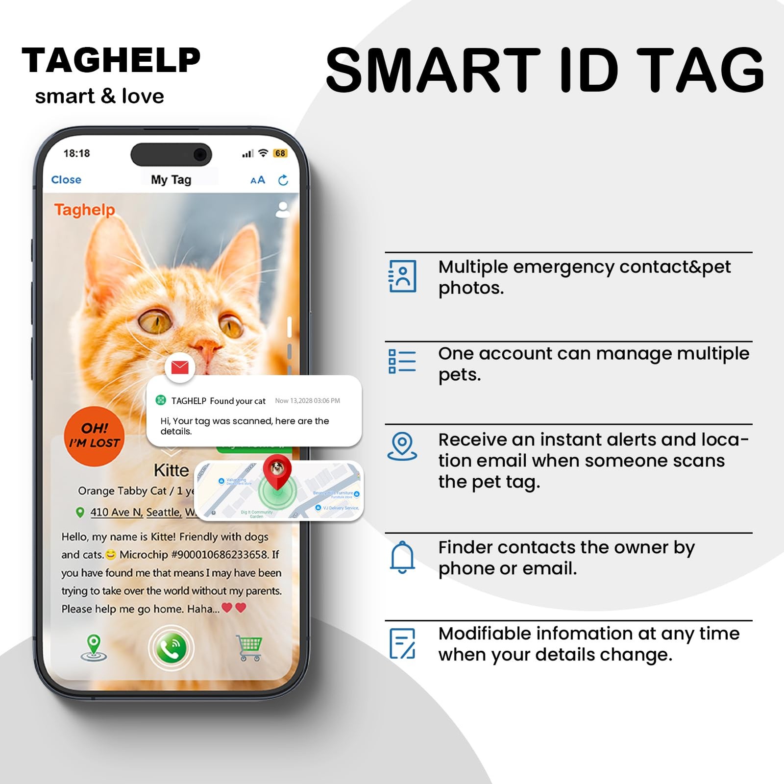 6 Pack QR Code Cat Collar - Breakaway Reflective Collars with Bell & Online I...