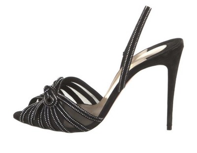 Christian Louboutin Black Araborda 100 Slingback Crystal Heels