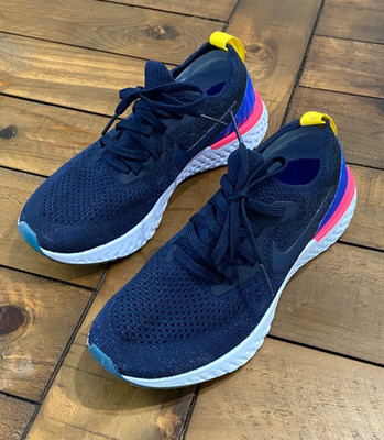 Nike Epic React Flyknit Shoes Women 5 Blue Pink Running Athletic Sneakers