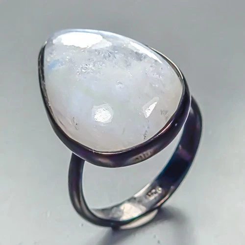 New Fashion 18 ct Natural Moonstone Ring 925 Sterling Silver Size 8 /R454819