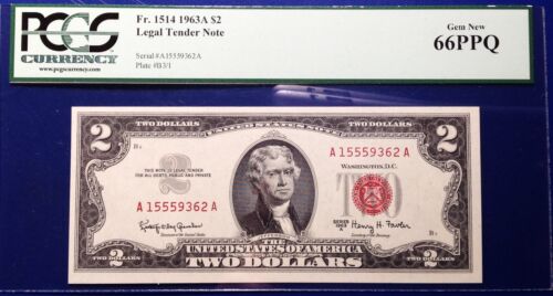 1963A $2 Legal Tender Note Fr-1514 PCGS66 Gem PPQ