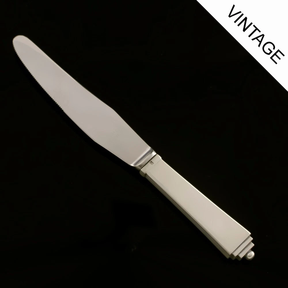 Georg Jensen Silver Luncheon Knife, Short Handle, Serrated - Pyramid/ Pyramide
