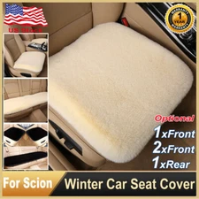 2024 Faux Sheepskin Car Seat Cover Cushion For Front/Rear Mat For Scion Interior