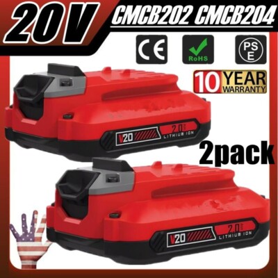 2 Pack 20V V20 2.0Ah For Craftsman 20Volt MAX Li-ion Battery CMCB202 /Charger